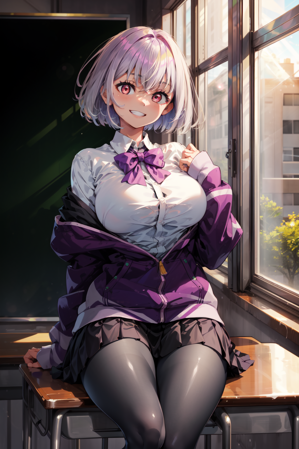 00153-3794252043-masterpiece,best quality,1girl,shinjou akane,aaakane,short hair,red eyes,large breasts,purple bowtie,collared shirt,white shirt,.png
